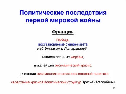 Первая мировая и ее последствия
