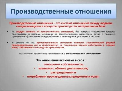 Собственно производственные отношения отношения