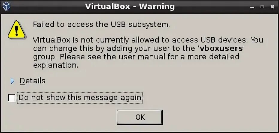 Failed to access files. Vboxusers. Drive access failed.