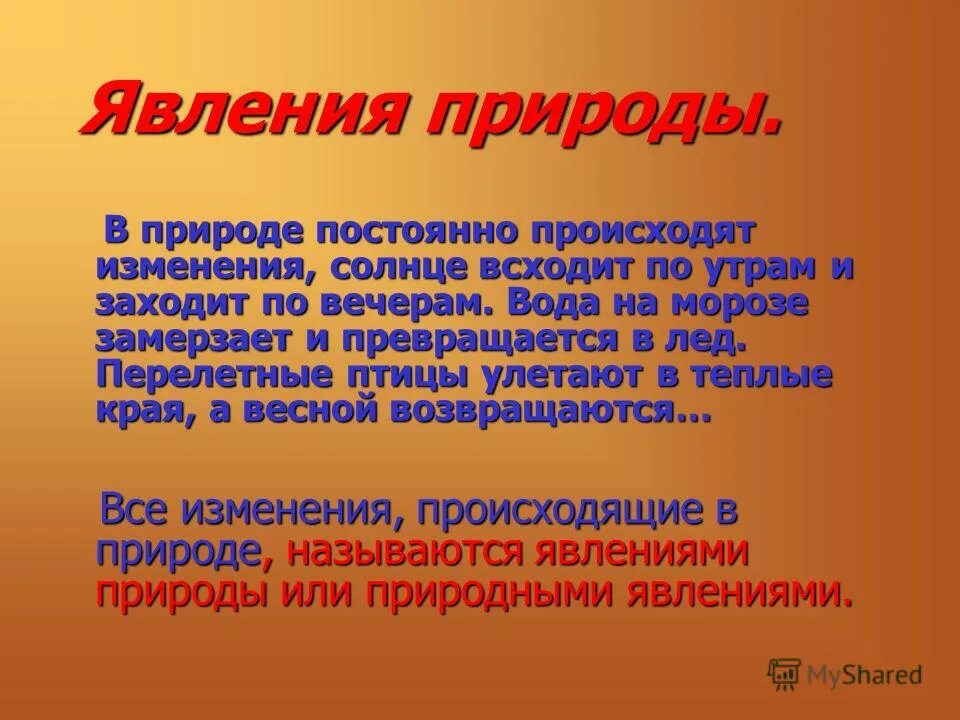 С какими явлениями природы связана смена сна. В природе постоянно происходят изменения.