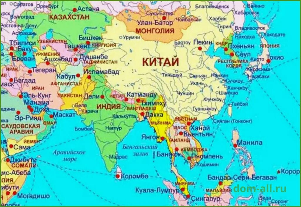 Современные страны азии. Азия карта со странами и столицами на русском. Карта зарубежной Азии со странами и столицами. Карта зарубежной Азии со странами и столицами на русском языке. Карта зарубежной Азии политическая карта.