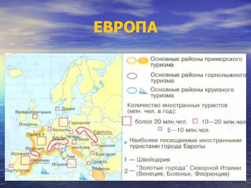 Главные районы международного туризма. Туристические районы зарубежной Европы. Основные районы международного туризма в Европе. Районы Приморского туризма в зарубежной Европе. Зарубежная Европа презентация.