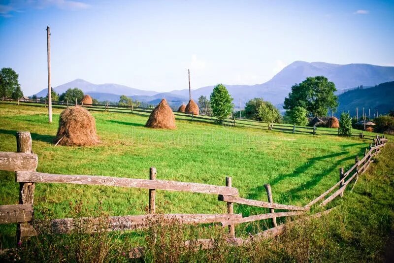 Faraway village. Far-away Village. Svg old Ukraine Village.