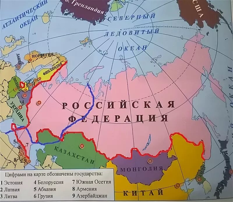 Тест соседи россии 3 класс. Политическая карта России с граничащими государствами. Политическая карта России с границами в Азии. Государства граничащие с РФ на карте. Карта России с соседями государствами.