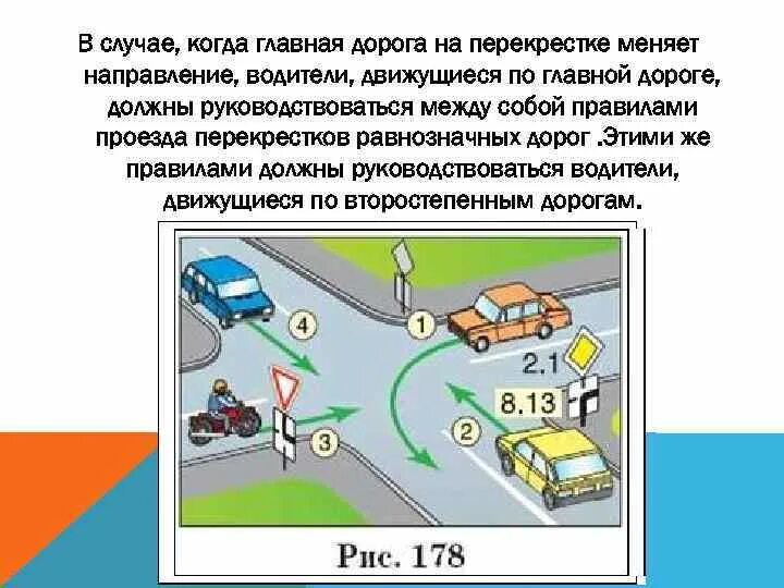 Проезд перекрестка с главной дорогой меняющей направление. Главная дорога меняетнарравление. Правила проезда перекрестков равнозначных дорог. Главная дорога меняет направление ПДД.