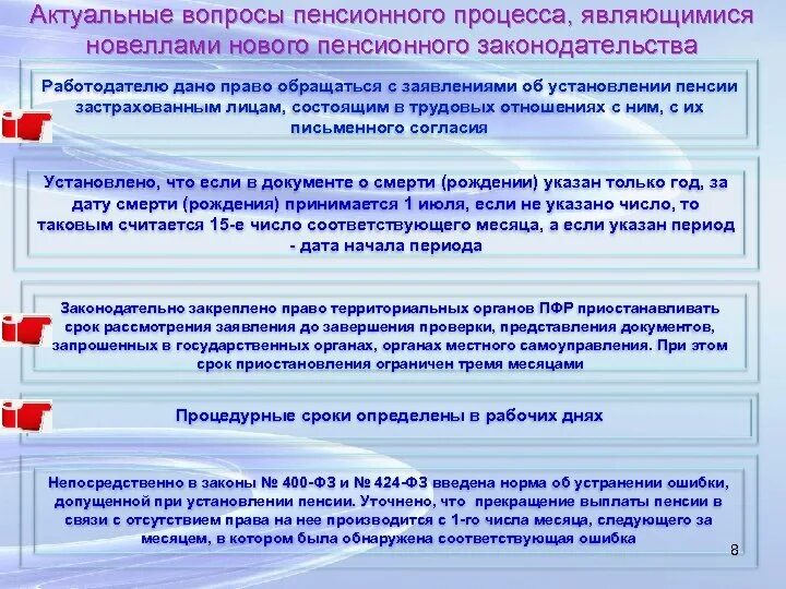 Пенсионные вопросы в рф