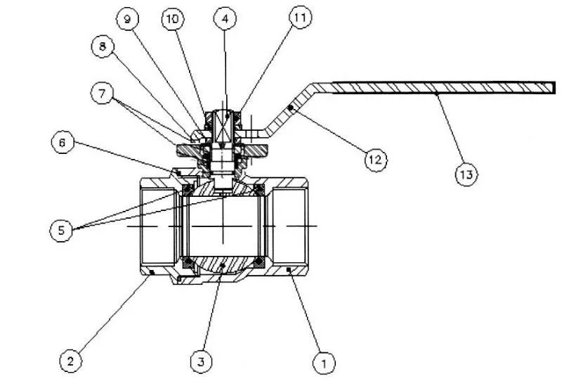 Части шарового крана. Кран шаровый отсечной 1 газовый чертеж. Кран шаровой полнопроходной 13300011 чертеж. Кран шаровый 1/2 Genebre. Кран шаровый вид сбоку чертеж.