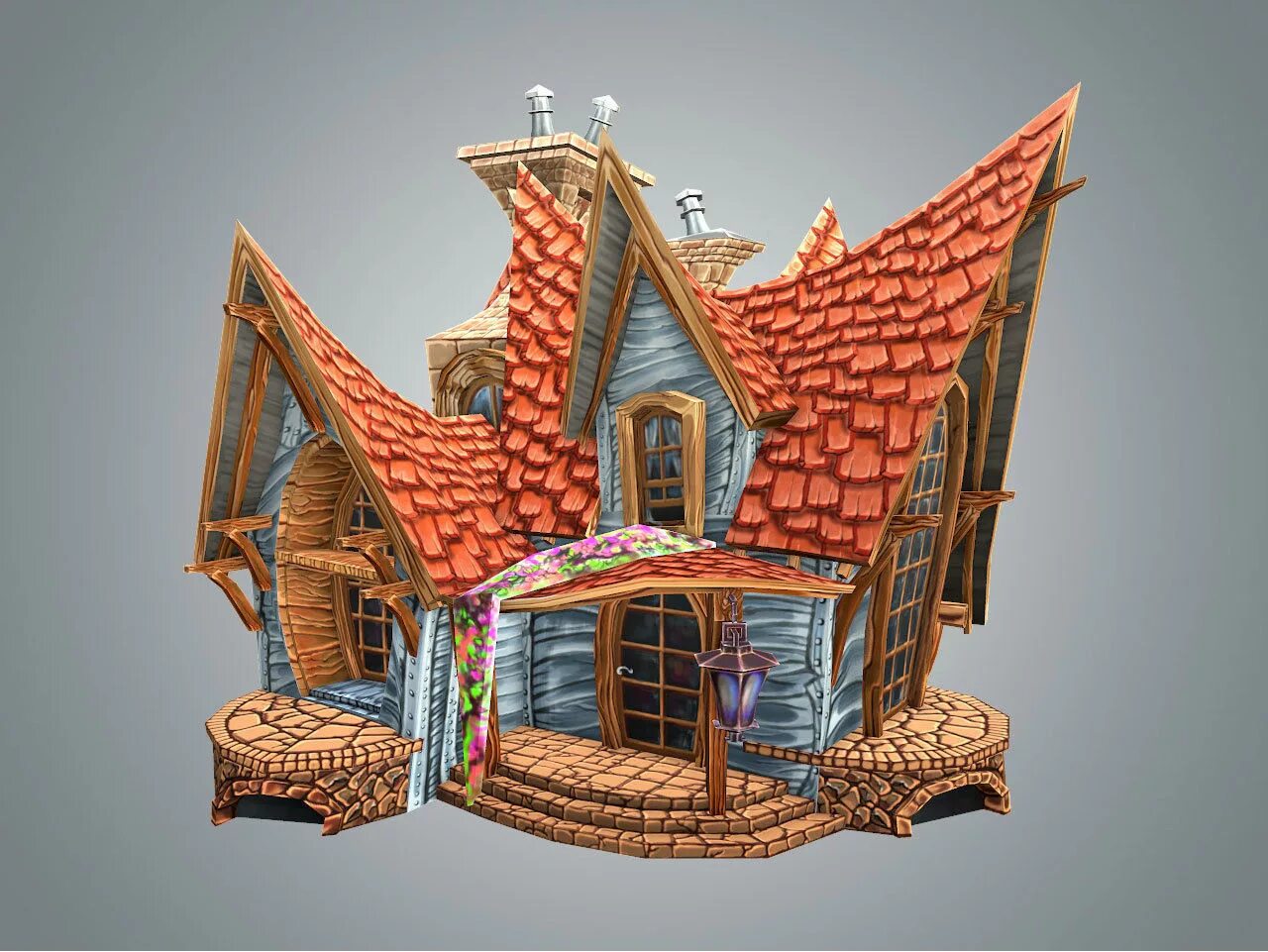 Low Poly 3d Max дом. Стилизованный домик. Домик 3d. Модель домика.