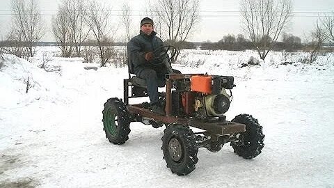Сборка мини трактора. Минитрактор из мотоблока зубр 4х4. кулибины самоделкины техника мини трактора.