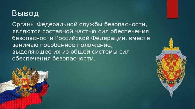 Службы по обеспечению национальной безопасности. Органы Федеральной службы безопасности.