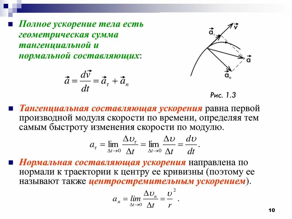 Пучок векторов. Нормальное тангенциальное и полное ускорение. Полное ускорение определяется по формуле. Полное ускорение материальной точки (тела) определяется формулой. Тангенциальное и полное ускорение формула.