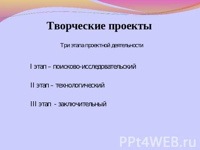Какой этап завершает разработку творческого проекта Разработка и этапы выполнения творческого проекта презентация онлайн