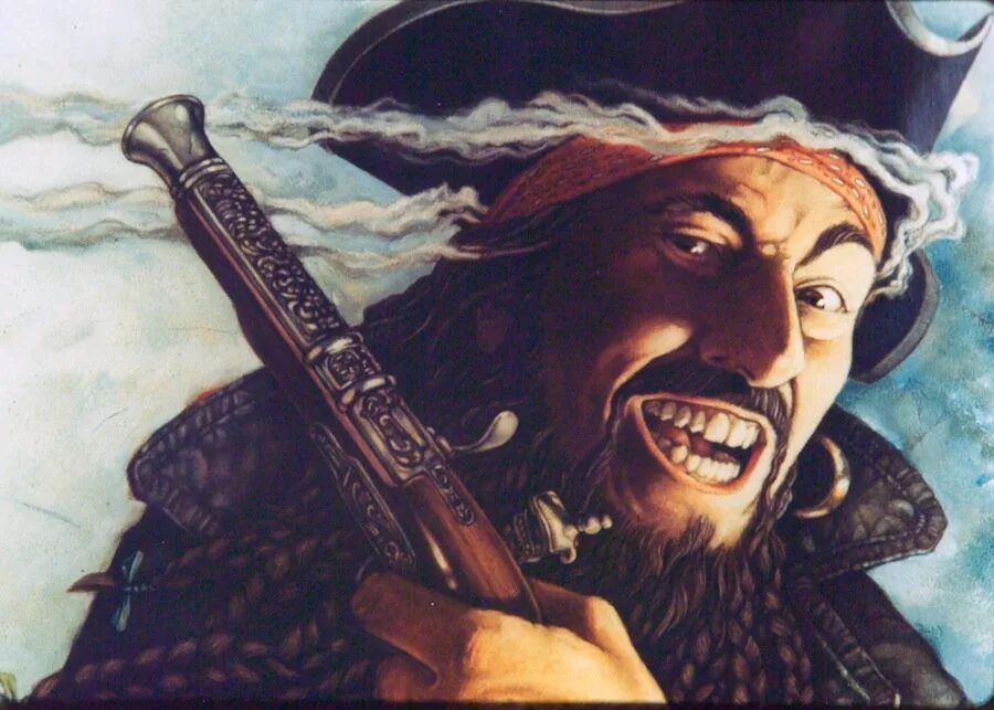 Ужасный пират. Чёрная борода пираты Карибского моря.