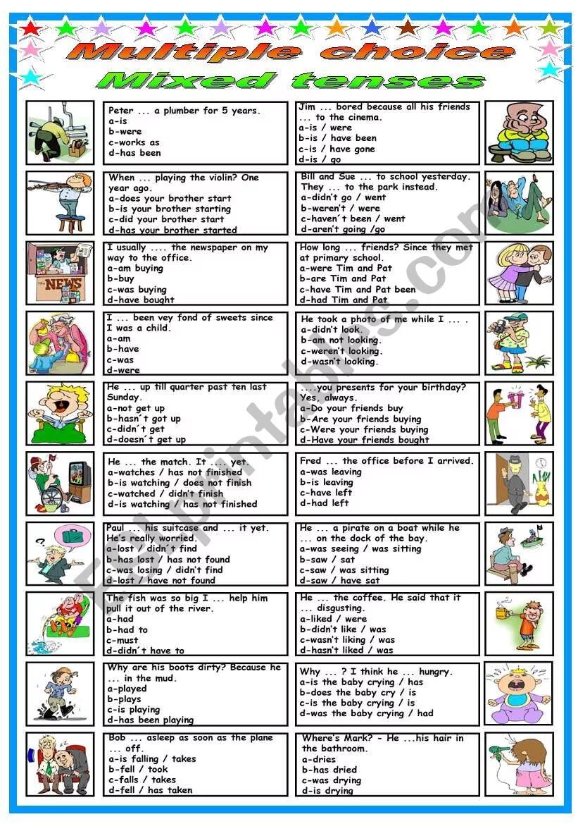 Multiple choice exercises. Multiple choice tenses. tense revision worksheets. multiple choice exercises 6 класс. mixed tenses worksheets.