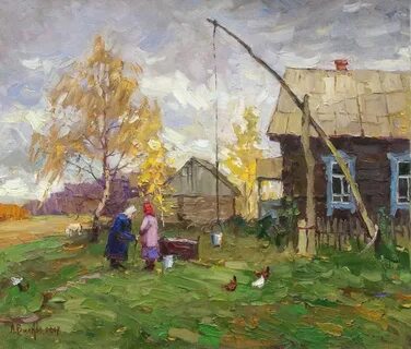 Деревенские пейзажи с людьми