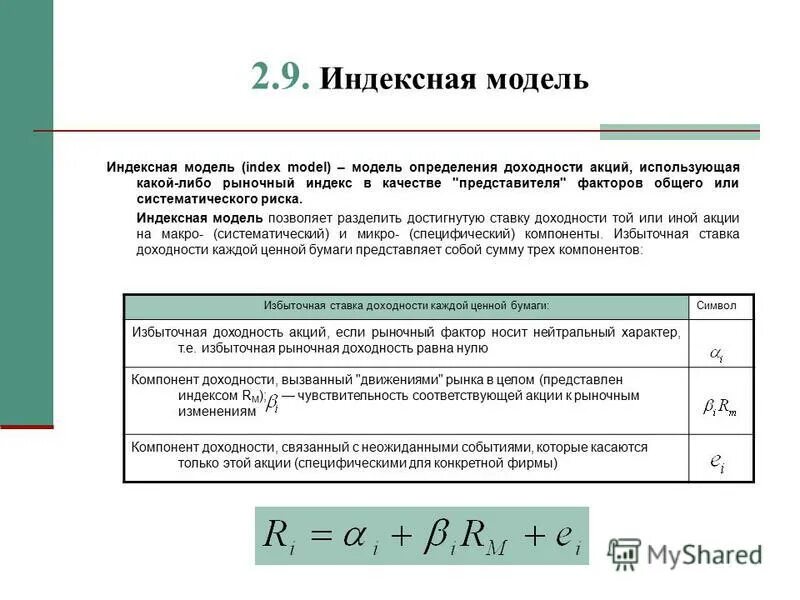 доходность рыночного индекса