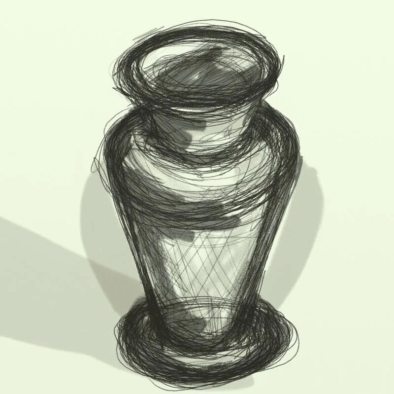Набросок вазы. Рисование вазы. Ваза карандашом. Конструктивный рисунок вазы.