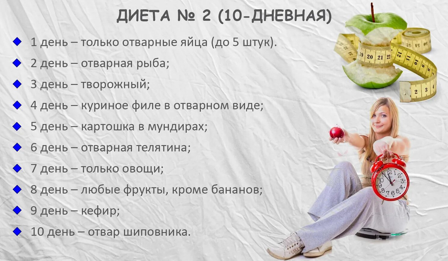 Диета. Диета для похудения. 10 Дневная диета. Диета 10 кг. 10 дневная неделя