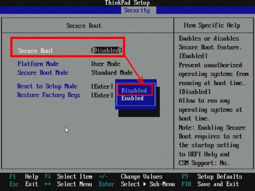 Enabling setting