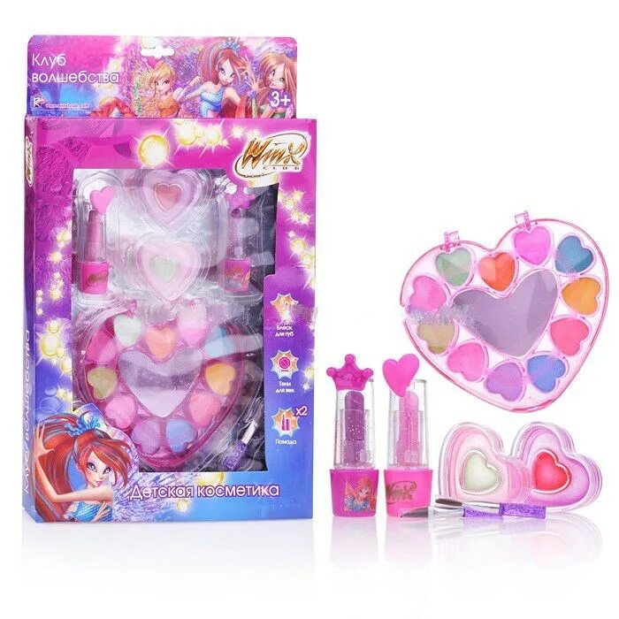 Подарок для девочки. Шкатулка сундучок винкс. Подарок для девочки. Детская косметика. Набор косметики winx (блеск, помада, лак, кисточки, зеркало, аксесс.