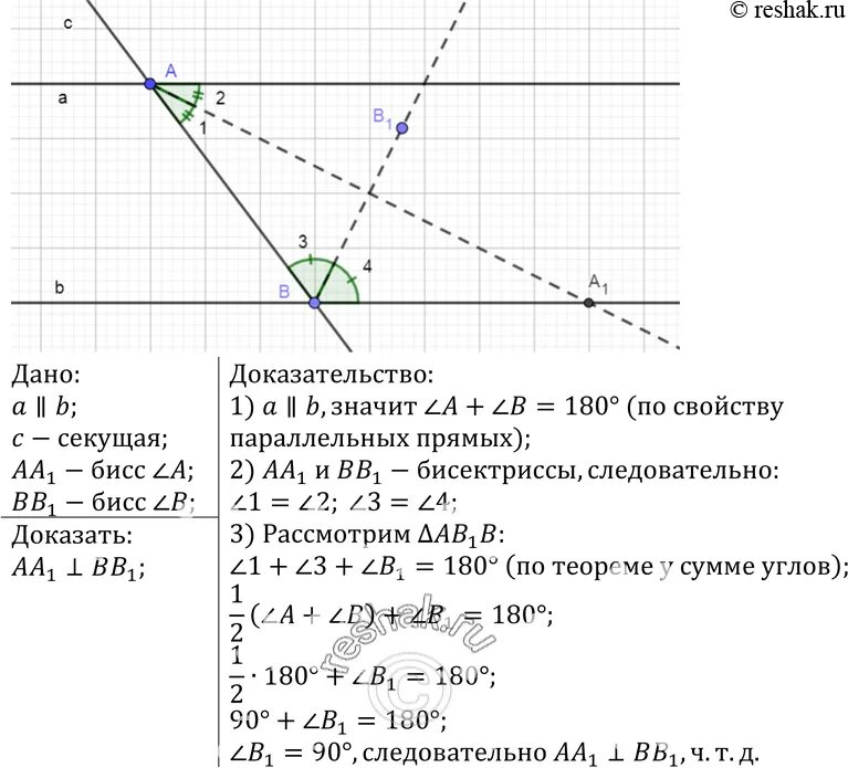 Как доказать что углы перпендикулярны. Биссектрисы односторонних углов перпендикулярны. биссектриса накрест лежащих углов. две параллельные прямые пересечены секущей докажите что. биссектрисы внутренних односторонних углов.
