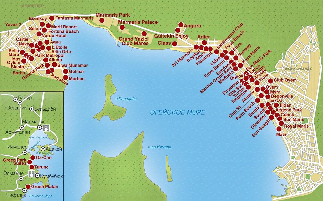 Нижний отели карта. Мармарис Турция карта с отелями. Карта Турции с курортами Мармарис побережья. Мармарис Турция расположение на карте. Карта с отелями Мармариса Ичмелер.