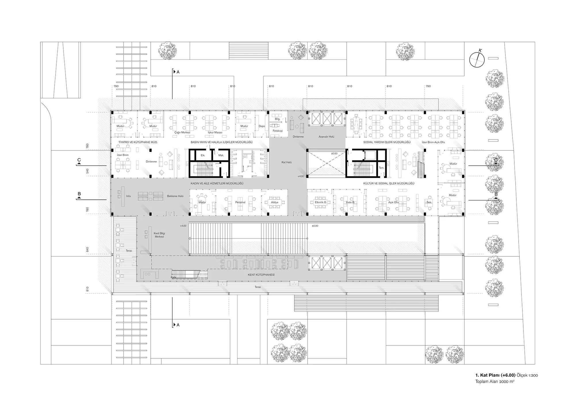 Плотный план. Plan School 600 persons.