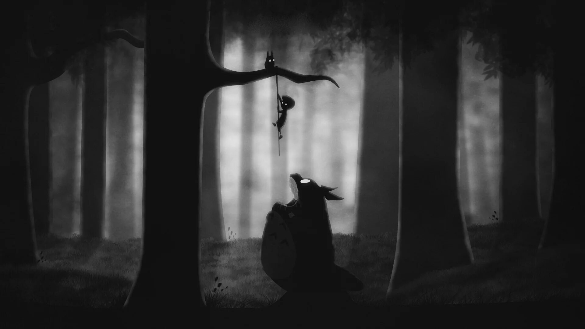 Эх темнота. Лимбо игра. Лимбо и Тоторо. Лимбо монстры. Limbo Миядзаки.