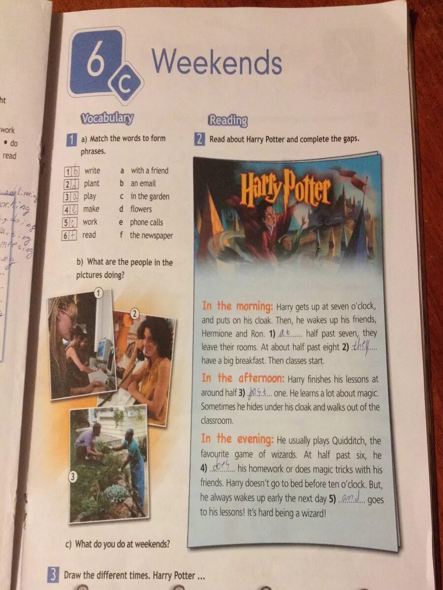 Match the words to form phrases write. Reading &amp; vocabulary 5 класс. weekends vocabulary. vocabulary and reading 5 класс ответы. read about harry potter and complete the gaps.