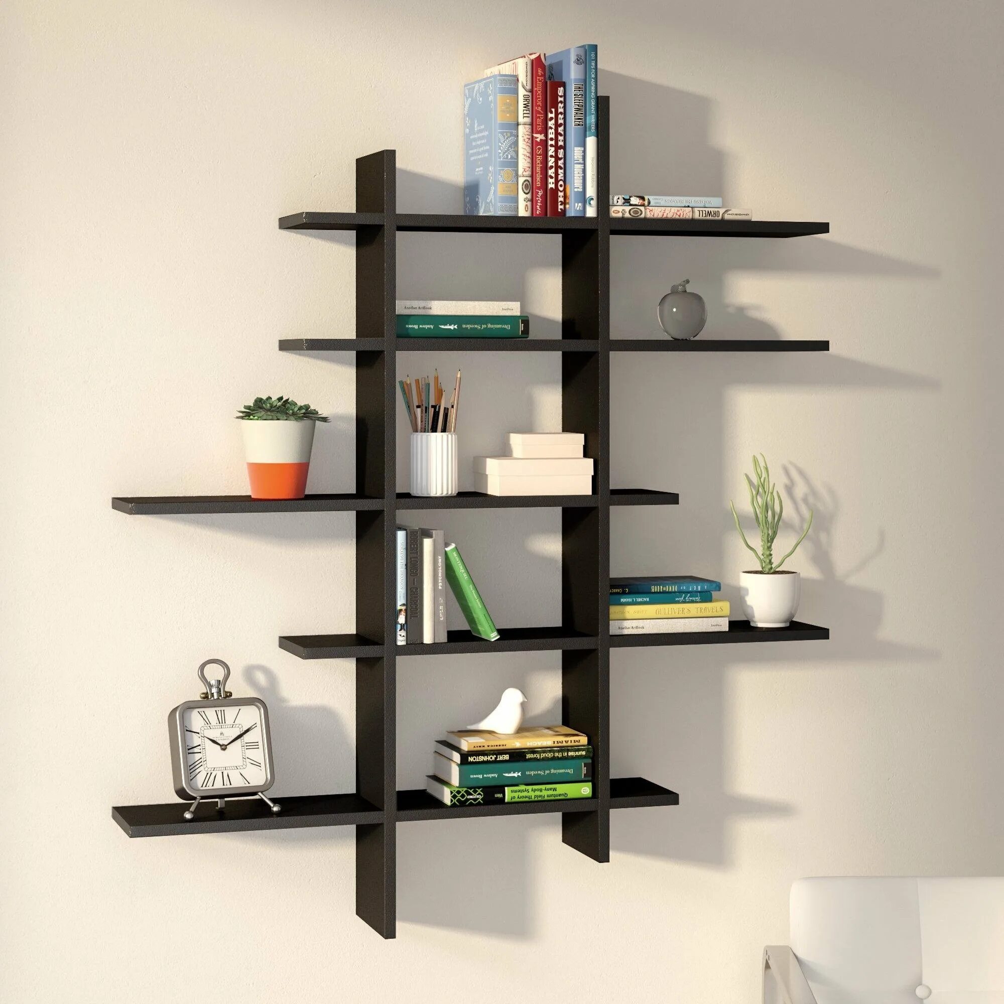 Полка "Wall Shelf-s (bas WL-001)" белая. Полочки на стену. Подвесные полки. Дизайнерские полки. Казань купить полки