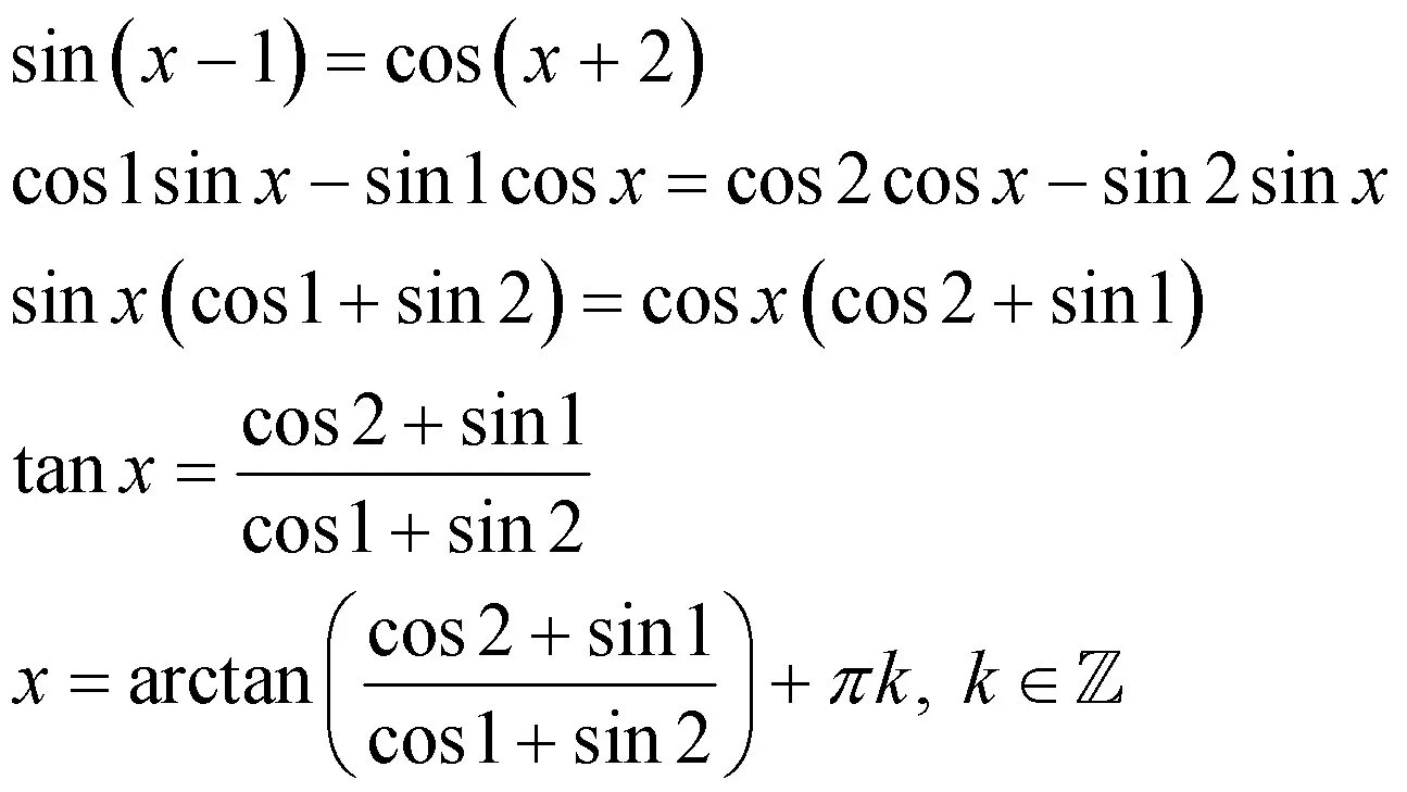 Тригонометрические формулы 1-cosx. Sin(x-1)=cos(x+2). Cos2x тригонометрия. Тригонометрические формулы sin2x.