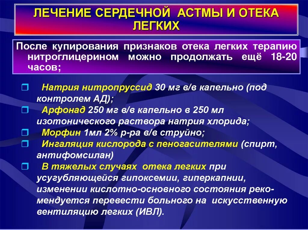 Купирование сердечной астмы. Купирование сердечной астмы препараты. Препараты при сердечной астме. Препарат для купирования отека легких. Отек легких тест с ответами