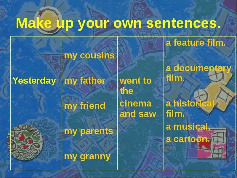 Make up your own sentences. Make up your own sentences