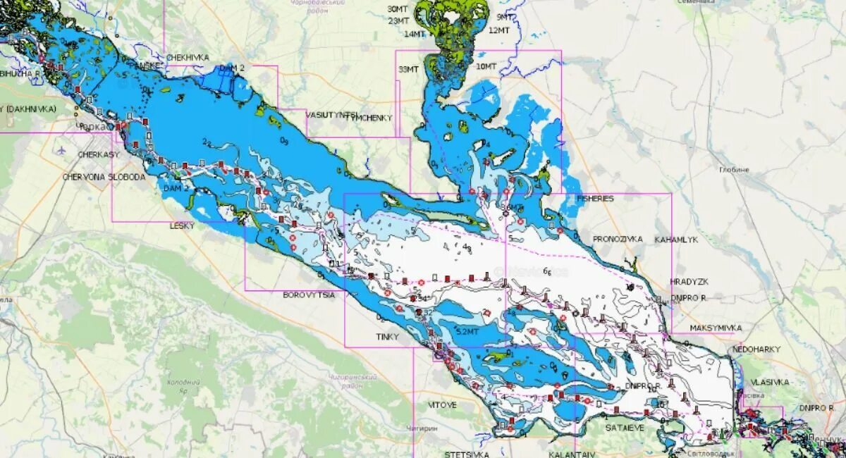 Кременчугское водохранилище карта глубин. Кременчугское водохранилище на карте. Карта глубин Десногорского водохранилища. Карта глубин Шершневского водохранилища города Челябинск.