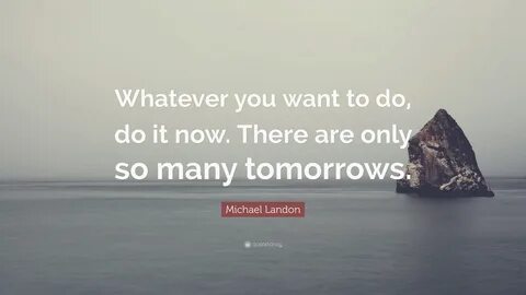 Michael Landon Quote: "Whatever you want to do, do it now. 