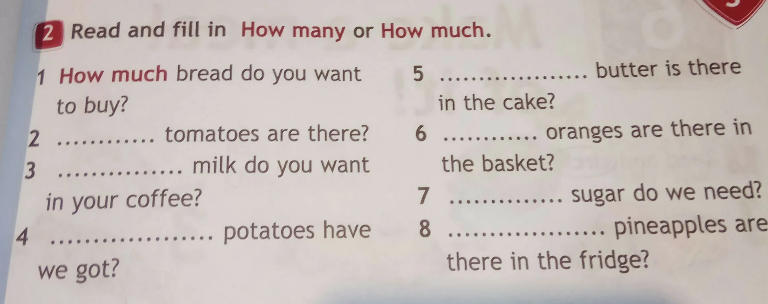 Read and say how. Read and fill in ответы. How much how many. Fill in how many how much. Read and fill in how many or how much.