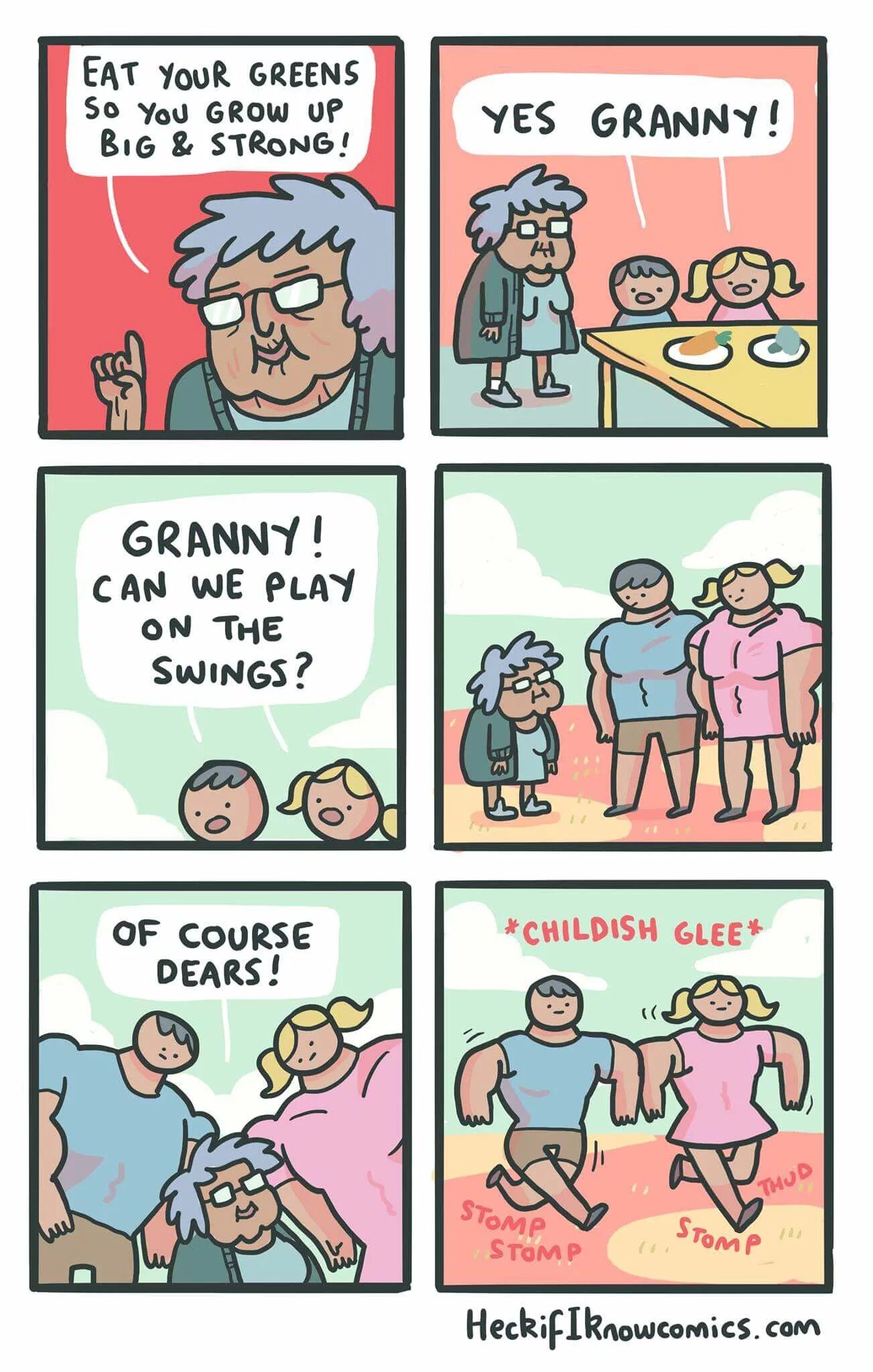 Comics grandma. Grandmother комикс. Комиксы про овощи. Yes grandma Мем. Расти большим и сильным.