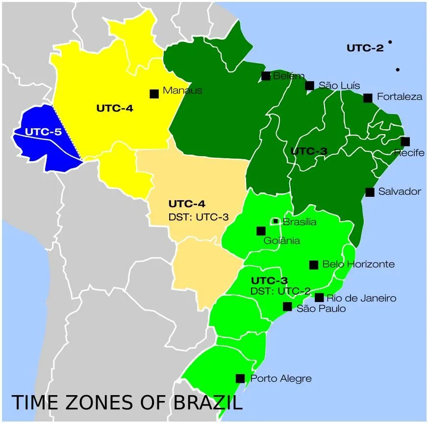 Бразилия часы время. Часовые пояса Бразилии. Часовые пос Бразилии. Бразилия на карте. Карта часовых поясов UTC.