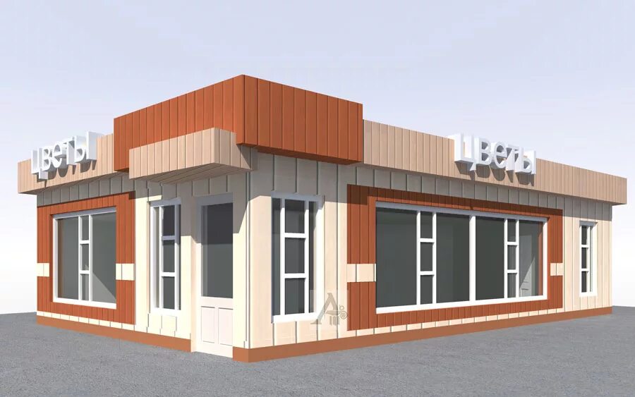 фасад торгового павильона. торговый павильон в современном стиле. быстровозводимые модульные здания. фасад торгового павильона. фасад павильона.