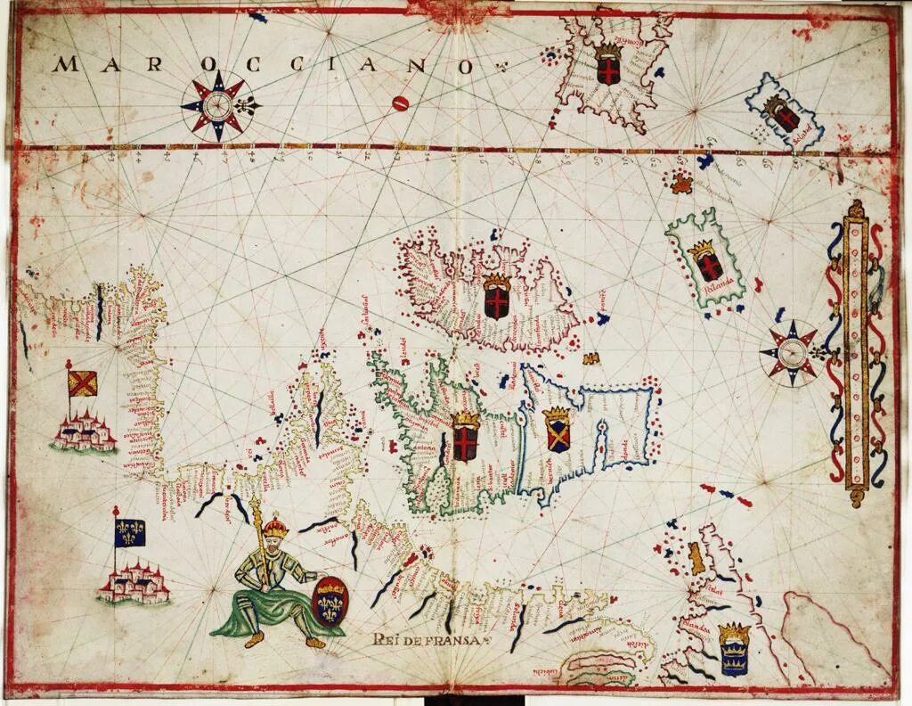Map elements. Old maps north iceland.