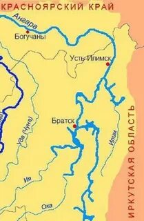 Карта реки ангары