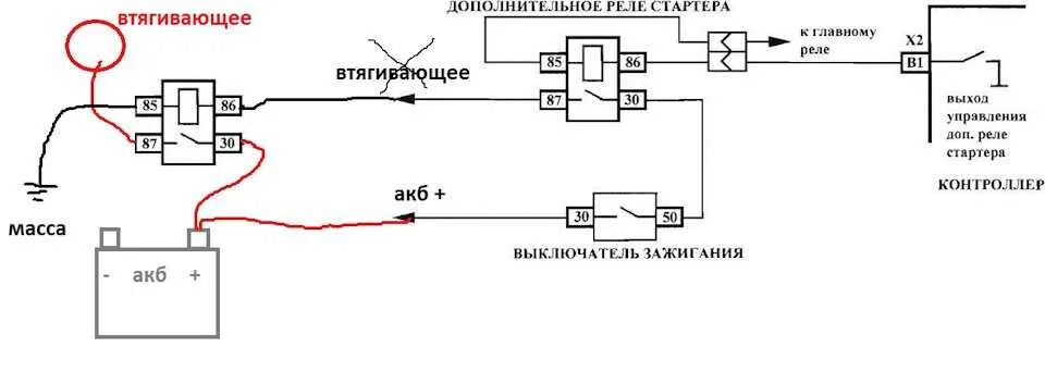 Питание главного реле. Схема подключения дополнительного реле стартера Приора. Реле блокировки стартера Калина 1. Доп реле стартера Гранта. Схема включения стартера Калина 1.