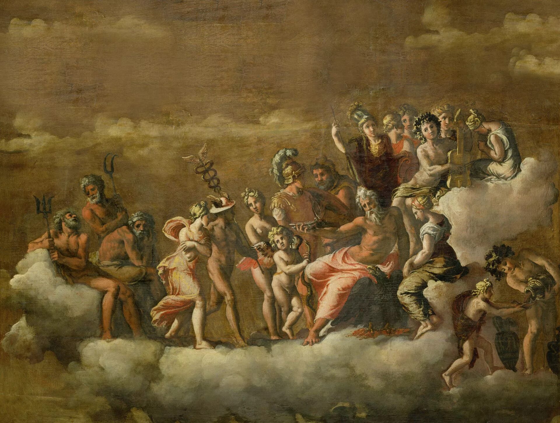 Картина боги Олимпа Антонио Веррио. Боги Олимпа (Gods of Olympus). Джулио Романо Олимпийские боги. Титаномахия картина Ренессанс.