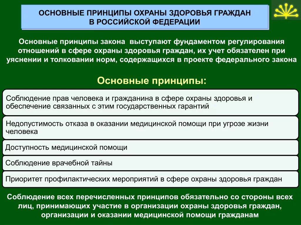 Основные принципы охраны населения России. Принципы охраны здоровья граждан РФ. Основной принцип охраны здоровья граждан. Основные принципы охраны здоровья населения Российской Федерации.