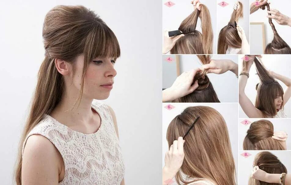 Как сделать объемную стрижку. Простая укладка на длинные волосы. Прически с начесом пошагово. Прически ежедневные на средние волосы. Легкие прически.