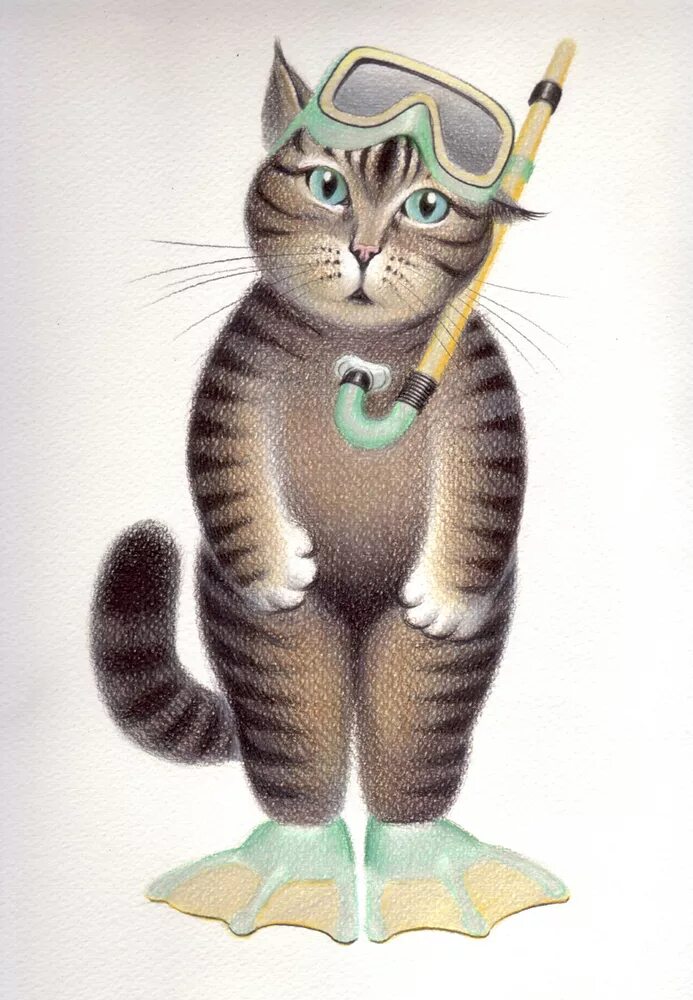 кот дайвер. кот водолаз. кот в водолазном костюме. кот в тельняшке. собака в акваланге.