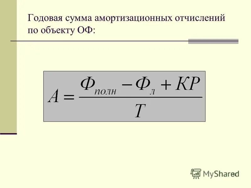 Рассчитать годовую сумму амортизационных отчислений