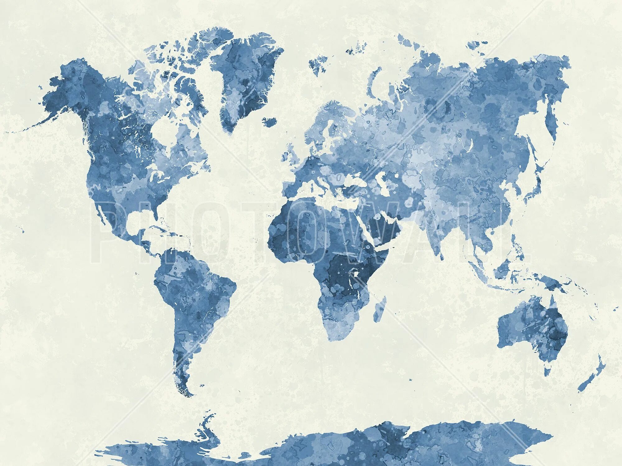Blue and white world map