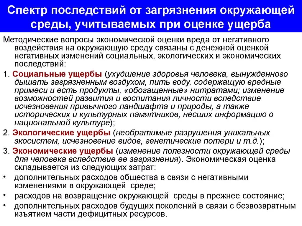 Экономическая ответственность предприятий. Оценка экономического ущерба. Экономические последствия загрязнения окружающей среды. Оценка загрязнений окружающей среды. Экономическая оценка ущерба от загрязнения окружающей среды.