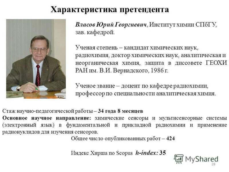 характеристики претендентов